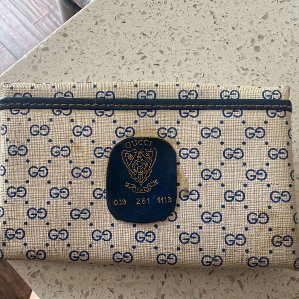 Gucci Beige and Navy Monogram Wallet